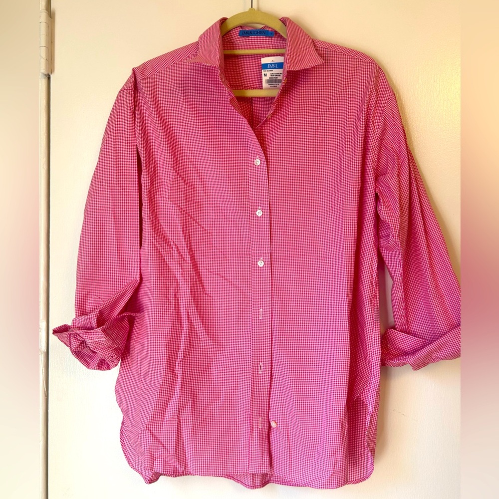 J.McLaughlin fuschia/white gingham shirt